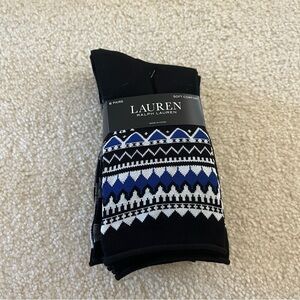 Lauren Ralph Lauren Black and Blue Nordic Pattern Socks